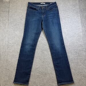 Levi's 712 Slim Fit Jeans Womens 30 Dark Blue Wash Denim Red Tab Leather Patch